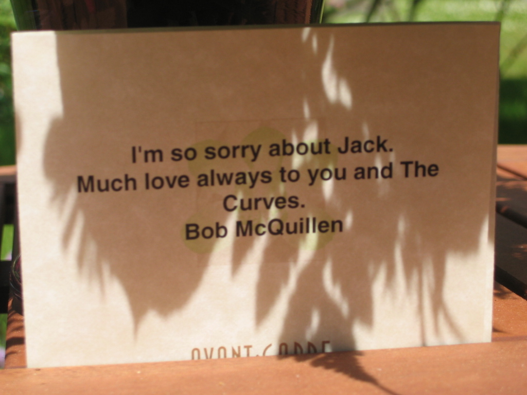 sympathy card from Bob McQuillan